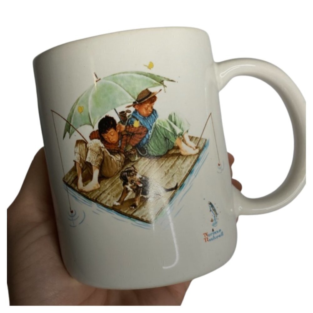 Vintage Norman Rockwell Fisherman's Paradise Coffee Mug